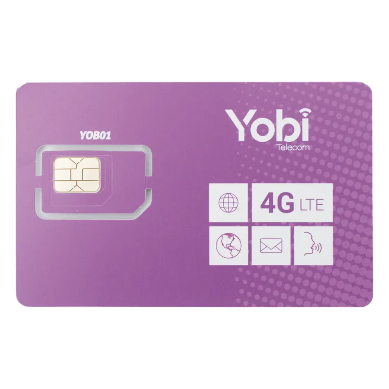 SIM Yobi para dispositivos móviles 3G/4G con recarga de 1GB cada mes durante 1 año de servicio (solo datos)