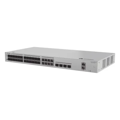 Switch de Distribución/Core Gigabit Administrable Capa 3 / 24 puertos 1GE SFP ( Combo con 8 Puertos 10/100/1000 Mbps) / 4 Puertos 10GE SFP+ Uplink / ERPS / Rutas Estáticas / iStack / Administración Nube Gratis