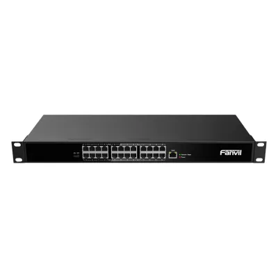 Switch PoE de 2 Hilos 24 Puertos RJ11 / Uso Exclusivo con Fanvil X303-2W / Transmisión hasta 300 m (984.3 ft) / Entrada 100V~240V / Salida Máx 160W / Reutiliza Cableado PSTN y AWG