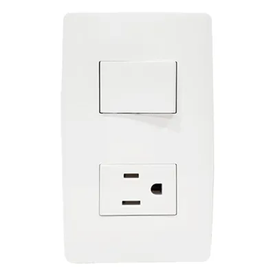 Apagador Escalera y Contacto de 127 V~60 Hz 10/15 A.