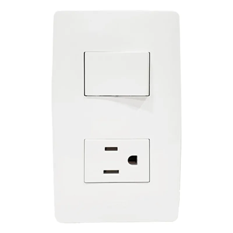 Apagador Escalera y Contacto de 127 V~60 Hz 10/15 A.