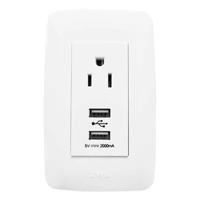 Contacto Sencillo de 15 A/ 127 V CA y 2 Conectores USB de 5 V CD 2A / Color Blanco.