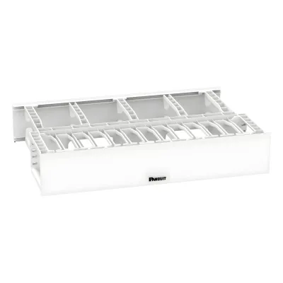 Organizador de Cables Horizontal NetManager de Alta Densidad, Doble (Frontal y Posterior), Para Rack de 19in, 2UR, Color Blanco