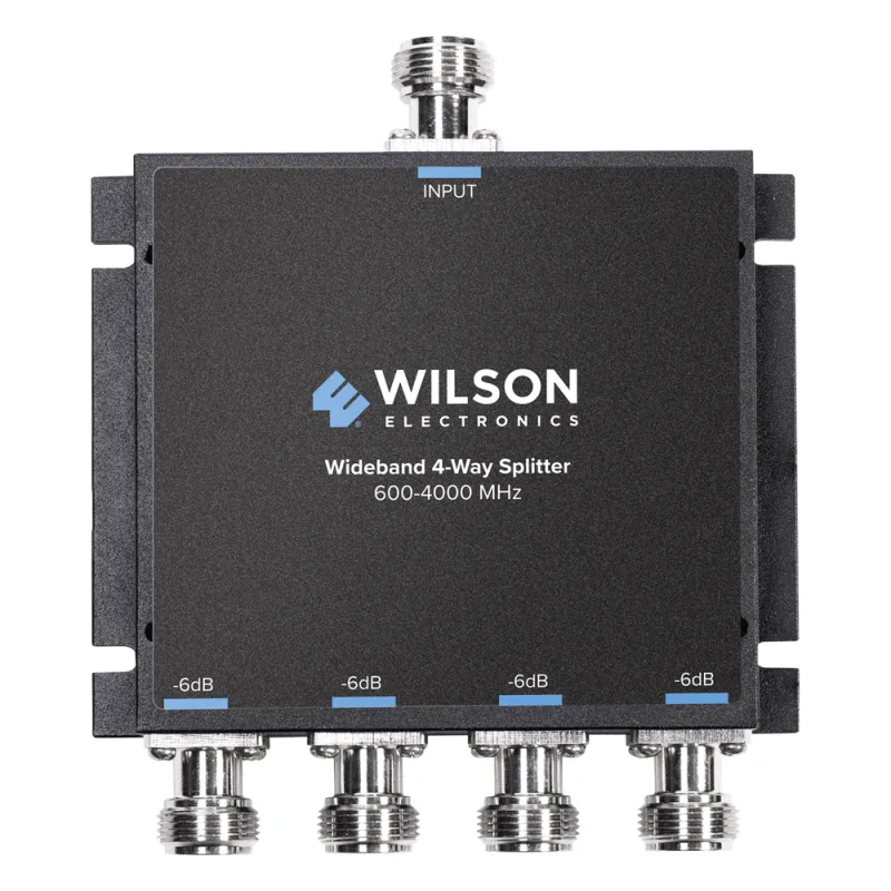 Divisor de potencia de 4 salidas, 50 Ohm, 600-4000MHz con conectores N-Hembra.