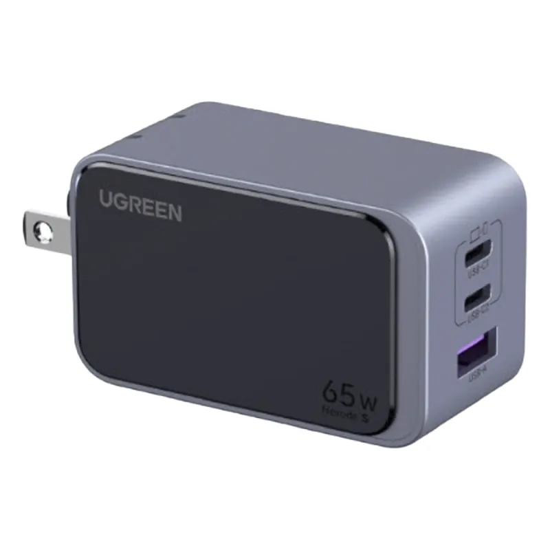 Cargador de 65W serie Nexode S | 3 Puertos de Carga Rápida | 2 USB-C | 1 USB-A | Tecnología GaN II | PD3.0 | QC4.0 | FCP/SCP/AFC/PPS/PPS2.0 | Tecnología de Protección Térmica | Optimiza la Carga | Carcasa Ignifuga.