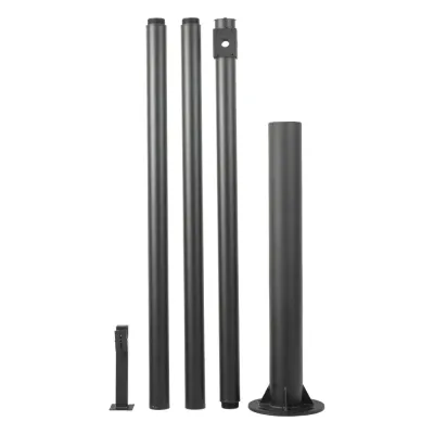 Poste Seccionado de 6 Metros / Especializado para la Instalación de Videovigilancia / Incluye Base de Cimentación y Brazo para Cámara PTZ / Color Negro
