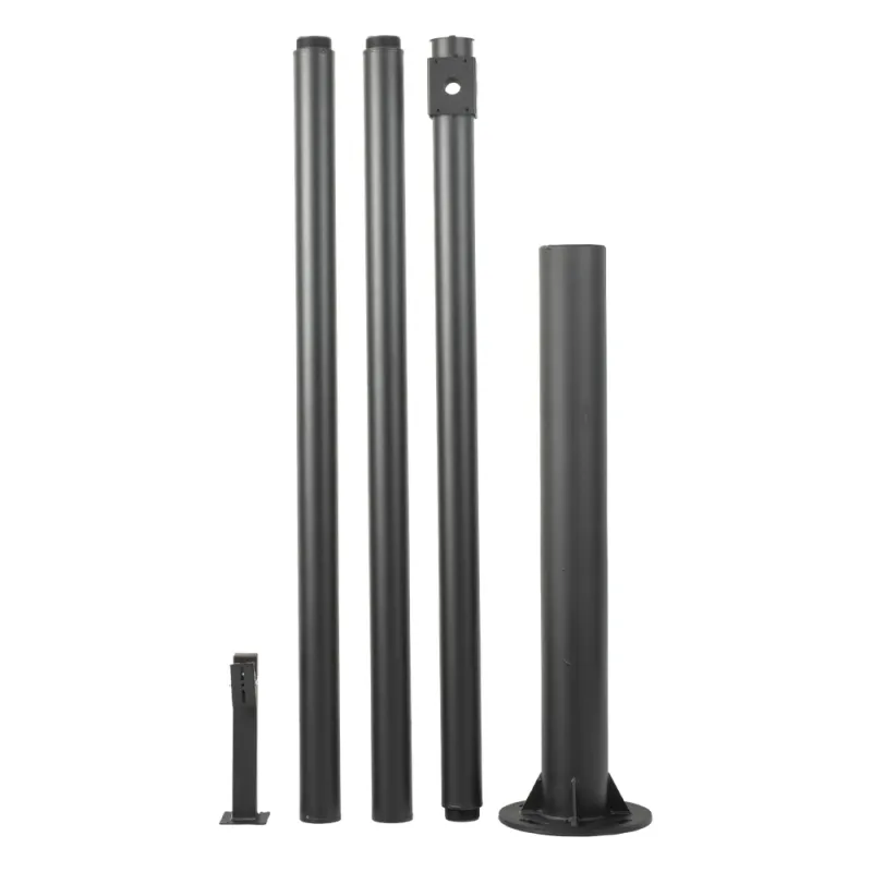 Poste Seccionado de 6 Metros / Especializado para la Instalación de Videovigilancia / Incluye Base de Cimentación y Brazo para Cámara PTZ / Color Negro