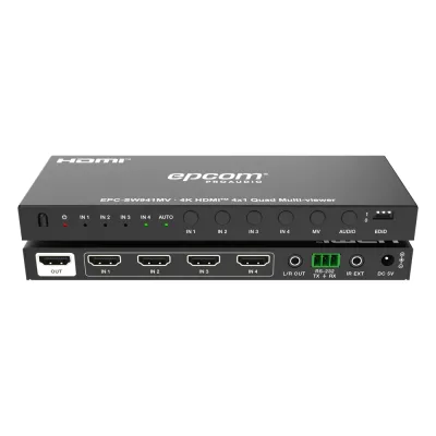 Multivisor HDMI 4x1 | 4K@30Hz | Vista Cuádruple | Cambio Automático/Manual | Control IR