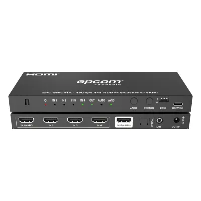 Switch HDMI 4x1 | 8K@60Hz 4:2:0 | 48 Gbps | ARC/eARC | Extracción de Audio | Gestión EDID | Control CEC