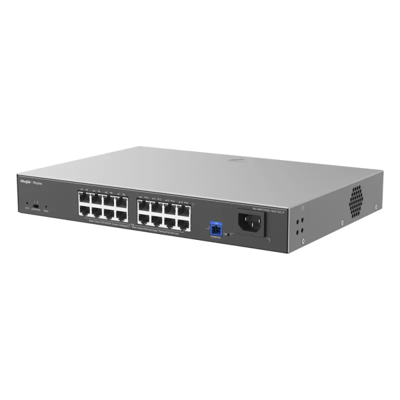 e-Lighten ONU / Switch PoE+ Hibrido, Capa 2 con un Puerto PON 1G SC/UPC y 16 Puertos Ethernet PoE+ 1G hasta 240 Watts y 100 Clientes
