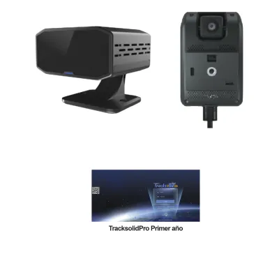 KIT Dashcam con sistema de control ADAS (asistencia de manejo) y Camara DMS con IA (JC170) / Multiples alarmas /Comunicación dos vías / ideal para flotas vehiculares / Facil instalacio / Incluye primer año TrackSolidPro