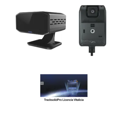 KIT Dashcam con sistema de control ADAS (asistencia de manejo) y Camara DMS con IA (JC171) / Multiples alarmas /Comunicación dos vías / ideal para flotas vehiculares / Facil instalacio / Incluye licencia vitalicia plataforma TrackSolidPro