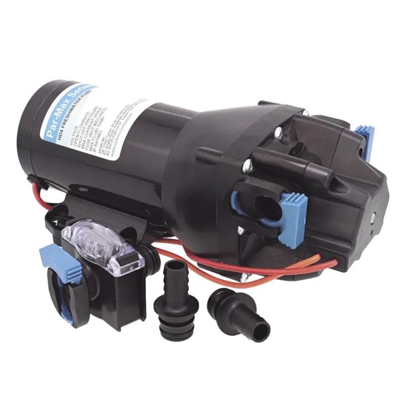 Bomba de Diafragma Marina PARMAX HD4 / 12V / 4 GPM (15.1 LPM) / 40 PSI (2.8 BAR) / Autocebante / IPX6 / Acero Inoxidable / Bypass Interno