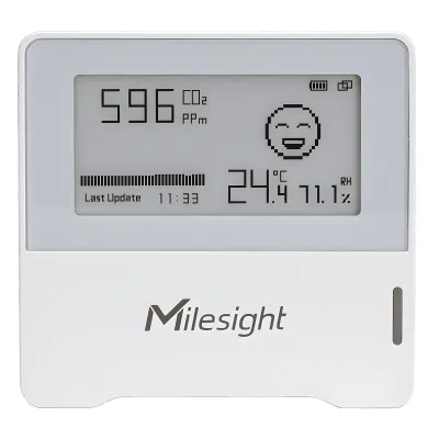 Sensor Ambiental IAQ LoRaWAN / CO2 + Temperatura + Humedad / Indicador Tipo Semáforo / Batería 3 Años / Monitoreo para Oficinas y Edificios Inteligentes
