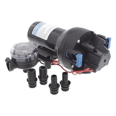 Bomba de diafragma controlada por presión para trabajo pesado ParMax de 12 Vcd, caudal de 5 GPM, presión máxima 60 psi, para manguera de diámetro interior de 13 mm (1/2") y 19 mm (3/4")