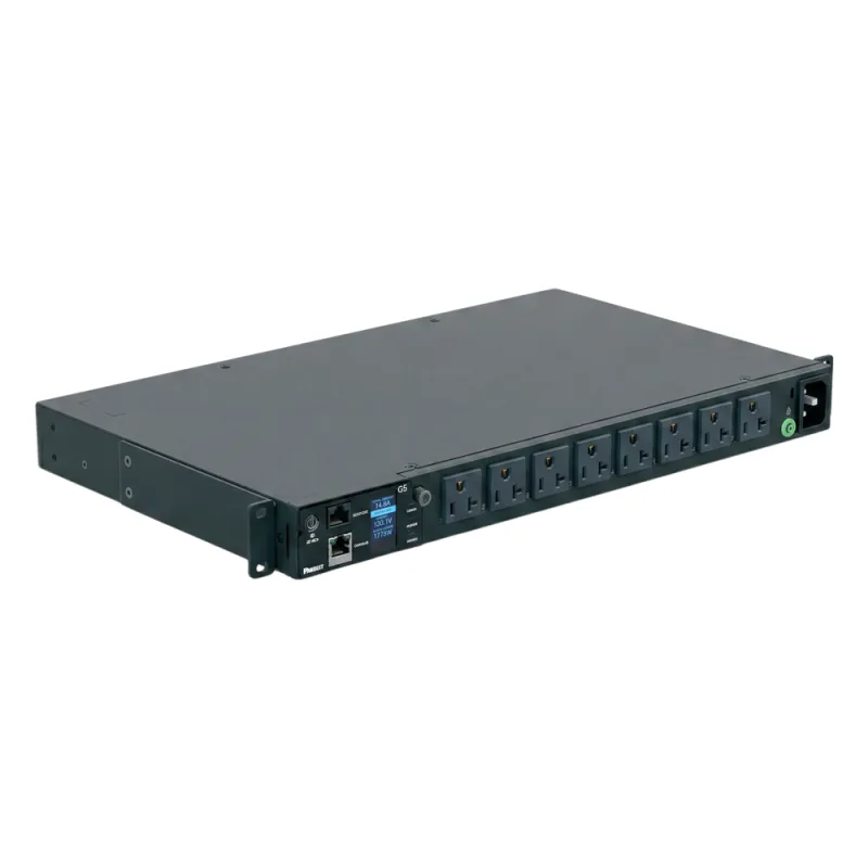 PDU G5 Monitoreable (MI) para Distribución de Energía, Enchufe de Entrada NEMA 5-15P, Con 8 Salidas 5-20R, Horizontal 19in, 120 Vca, 20 Amp, 1UR
