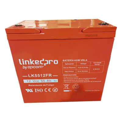 Batería de respaldo 12 V | 55 Ah | AGM | Certificada UL94-V0 Retardante a la Flama | Especial para Seguridad Electrónica | UPS | Sistemas de emergencia | Vida útil 5 años | Terminales T2