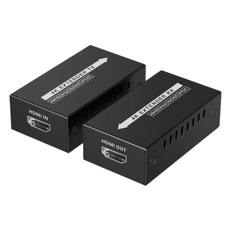 Kit extensor HDMI de tamaño mini | 4K60Hz a 60 metros | Solo requiere alimentación TX | Sobre CAT6/CAT6A/CAT7 |