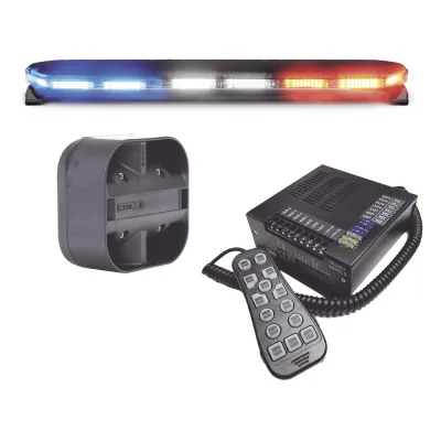 Kit de Sirena, Bocina y Torreta de 47 Pulgadas, Serie 16 con 300 LEDs, Dual Color, Frente: Rojo/Blanco, Azul/Blanco, Trasero: Rojo/Ambar, Azul/Ambar