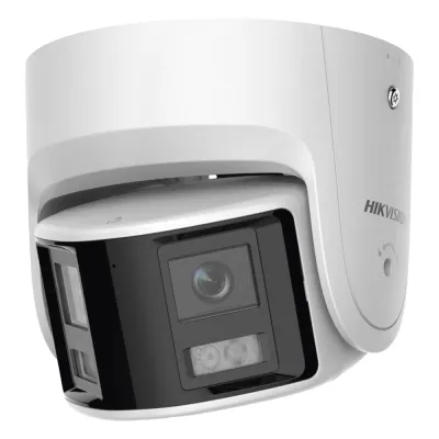 [FlexVu] [PROTECCIÓN ACTIVA] Turret IP 4 Megapixel / 2 Lentes de 2.8 mm (Imagen Panorámica 180°) / 30 mts IR / Exterior IP67 / Luz Intermitente y Alerta de Audio / Audio Bidireccional / ACUSENSE / WDR 120 dB / Micro SD