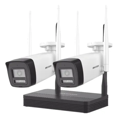 Kit IP Inalámbrico 2 Megapixel (1080p) / NVS 4 Canales / 2 Cámaras Bala para Exterior con Lente 2.8 mm y Dual Light (30 mts IR + 20 mts Luz Blanca) / Audio Bidireccional (Micrófono y Bocina) / Soporta Micro SD de 512 GB