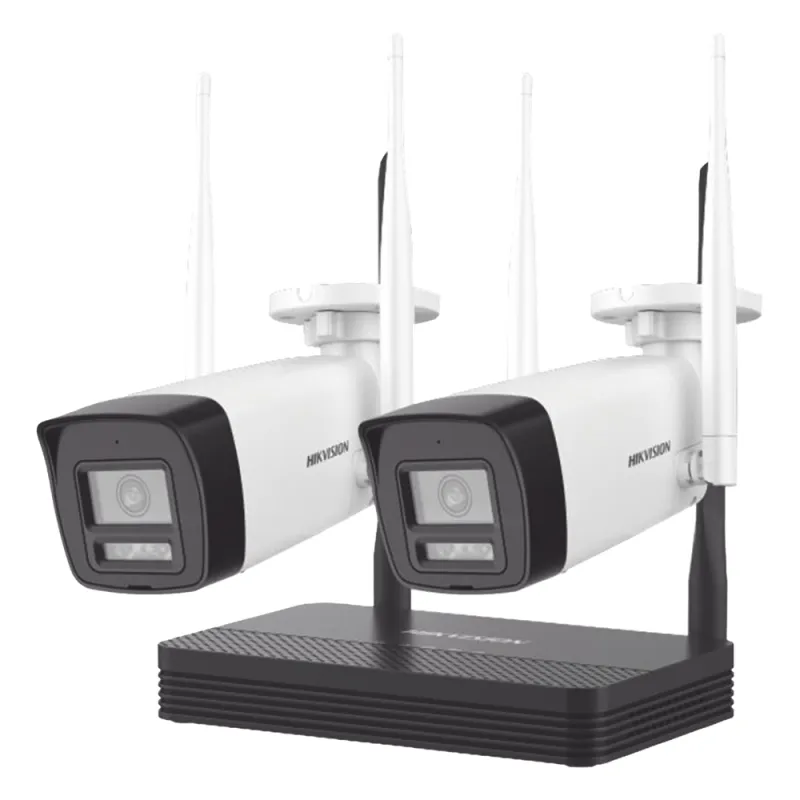 Kit IP Inalámbrico 2 Megapixel (1080p) / NVS 4 Canales / 2 Cámaras Bala para Exterior con Lente 2.8 mm y Dual Light (30 mts IR + 20 mts Luz Blanca) / Audio Bidireccional (Micrófono y Bocina) / Soporta Micro SD de 512 GB
