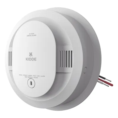 Detector de humo fotoeléctrico alámbrico 120 V CA con batería sellada de 10 años, interconexión hasta 24 dispositivos, pieza