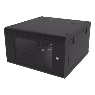 Gabinete de Pared con Puerta de Cristal Templado, 635 mm de Profundidad, 6U Rack de 19 in, Acero Reforzado