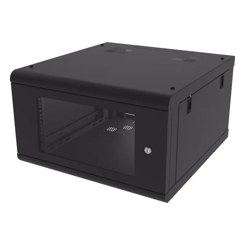Gabinete de Pared con Puerta de Cristal Templado, 635 mm de Profundidad, 6U Rack de 19 in, Acero Reforzado