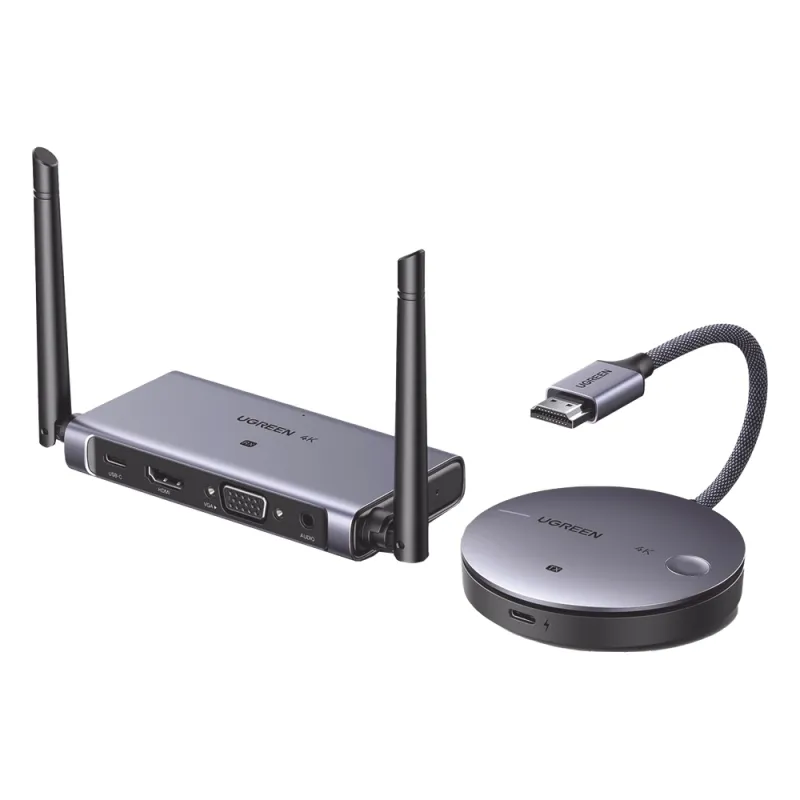 Transmisor y Receptor Inalámbrico HDMI / 4K@30Hz / 50m (164 ft) Alcance / Salida HDMI y VGA Simultánea / Audio 3.5mm / Plug & Play / USB-C / Banda 5 GHz / UGREEN