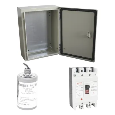 Kit de Centro de Carga Trifasico Para Corriente Alterna, Breaker de hasta 690 Vc de 125 A con Supresor de Descargas Atmosféricas.