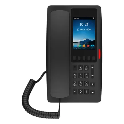 Teléfono IP Hotelero Wi-Fi 6 / Pantalla IPS 3.5" 320x480 / 2 Líneas SIP / 5 Teclas Programables / Puerto USB-A / PoE 802.3af / Audio HD / Diseño Negro