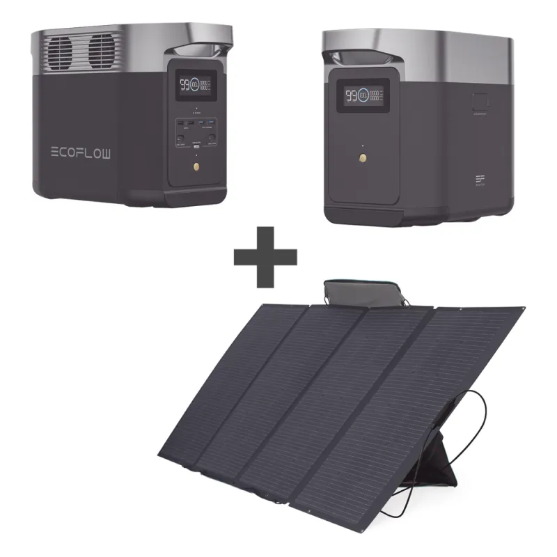 Kit de Estación de Energía Portátil 1024Wh + Batería Externa 1024Wh + Panel Solar Flexible 400W (2024Wh Totales)