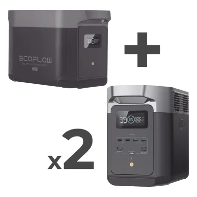 Kit de Estación de Energía Portátil 2048Wh + 2 Baterías Externas 2048Wh (6144Wh Totales)