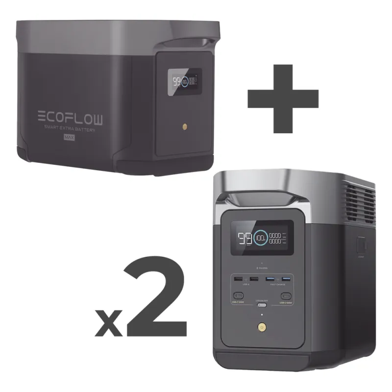 Kit de Estación de Energía Portátil 2048Wh + 2 Baterías Externas 2048Wh (6144Wh Totales)