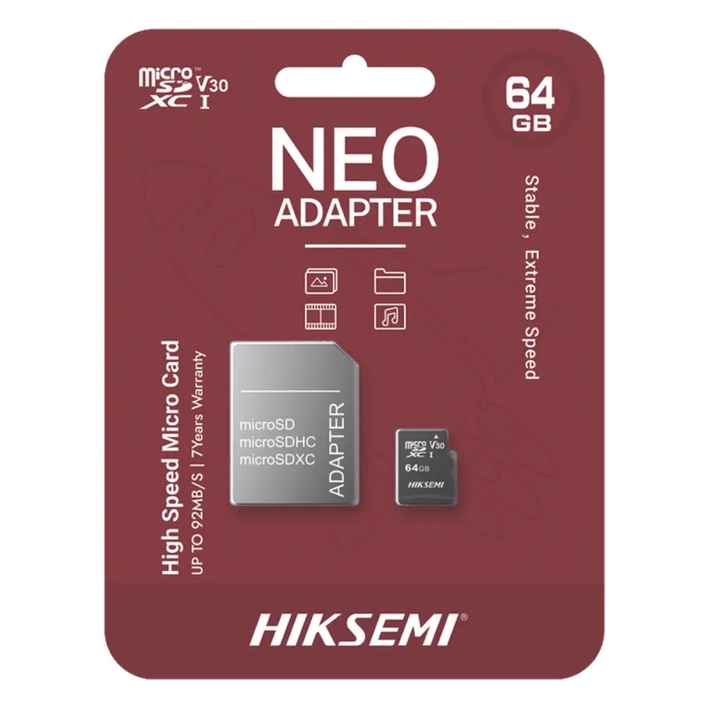 Memoria microSD con Adaptador / 64 GB / Clase 10 / NAND TLC / 92 MB/s Lectura / Multipropósito
