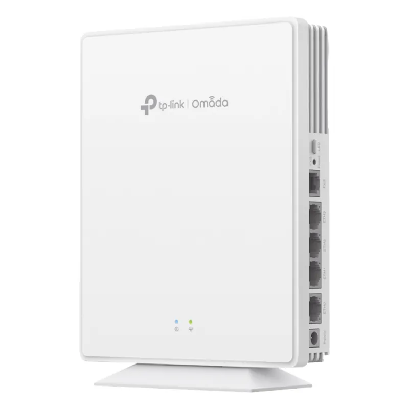 Punto de Acceso GPON Omada / WiFi 6 AX1800 / 1 puerto GPON / 1 Puerto FXS / 4 Puertos 10/100/1000 RJ45 / Wi-Fi 6 AX1800 / Mesh Omada / Configuración por Controlador o Stand-Alone / Para Montaje en Escritorio-Pared