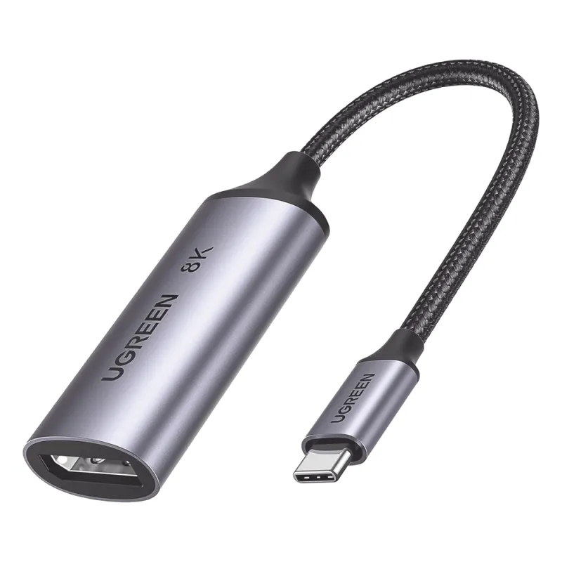 Cable Adaptador USB-C a DP 1.4 | 8K@60Hz | 4K@240Hz | Compatible con Thunderbolt 3 & 4 | HDR | eARC | DTS | Dolby | 3D | ALLM | VRR | Admite Multi-Stream (MST) | Longitud del Cable 10 cm (3.94 Pulgadas) | Caja de Aluminio