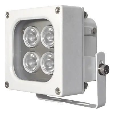 Iluminador LED de Alta Potencia | Luz Blanca | 10 Metros de Iluminación | Cobertura 120° | IP66 | Bajo Consumo de Energía | Fotocélula Incorporada | Soporte en “U” | Carcasa de Aluminio | Alta Transmitancia de Luz. | C