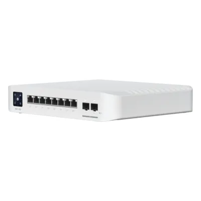 UniFi Switch USW-Pro-8-POE Capa 3, 8 puertos PoE 802.3at/bt + 2 puertos 1/10G SFP+, 120W, pantalla táctil informativa