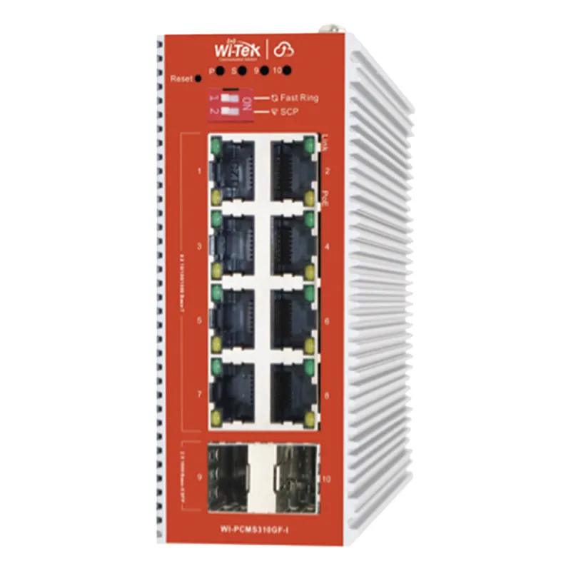 Switch L2+ PoE Industrial / Administración Cloud-Web-CLI / 8 Puertos PoE af/at 100/1000 Mbps / 2 Puertos SFP Gigabit / Presupuesto PoE 120 W / Protocolo ERPS (redundancia enlaces)