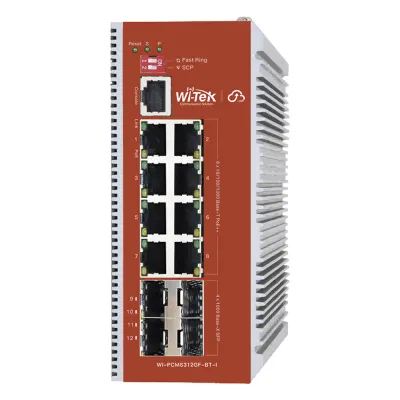 Switch L2+ PoE Industrial / Administración Cloud-Web-CLI / 8 Puertos PoE af/at/bt 100/1000 Mbps / 4 Puertos SFP Gigabit / Presupuesto PoE 460 W / Protocolo ERPS (redundancia enlaces)