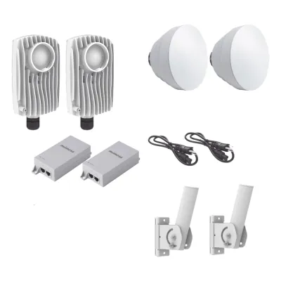 Kit de 2 radios C6X con 2 antenas de (16 dBi), rango de frecuencia extendida (5.1 a 6.4 GHz), incluye inyector POE, cable de alimentación y 2 FLEXIMOUNT-XL para alineación