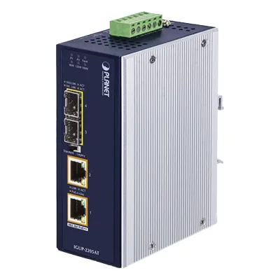 Convertidor de Medios Industrial de 2 Puertos SFP 100/1000X a 2 Puertos RJ45 10/100/1000T 802.3bt PoE++