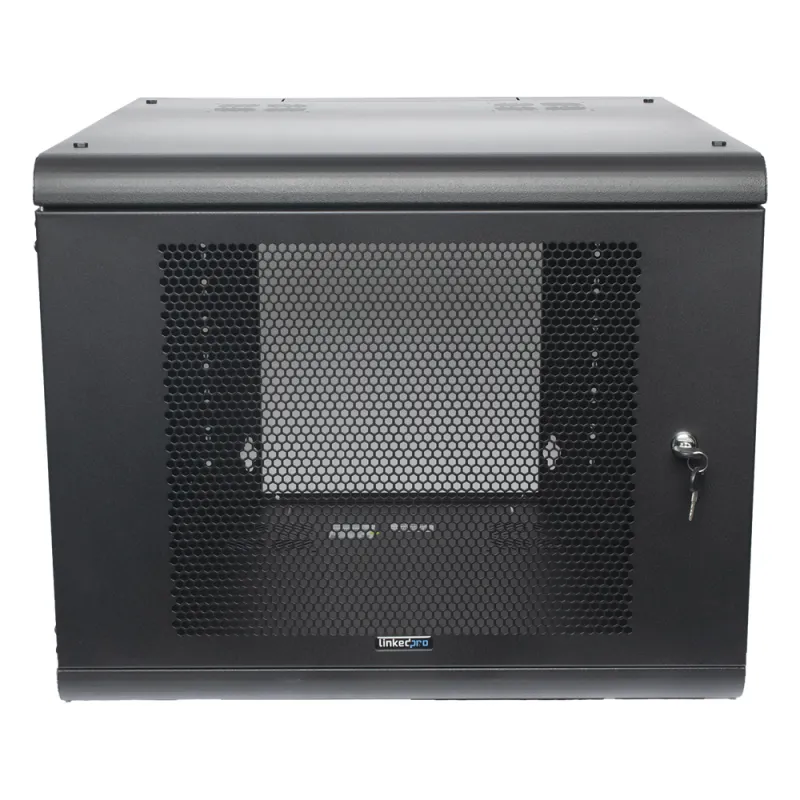 Gabinete de Pared con Puerta Perforada, 635mm de Profundidad, 9U Rack de 19 in, Acero Reforzado