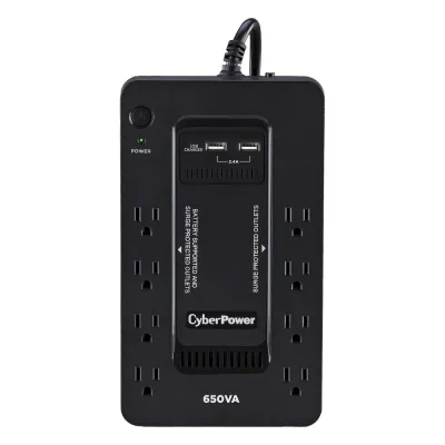 UPS de 650 VA/390 W, Topología Standby con Modo Ahorrador ECO, Entrada 120 Vca NEMA 5-15P, Con 8 Tomas NEMA 5-15R