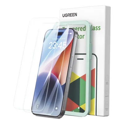 Protector de pantalla UGREEN HD con marco de instalación para iPhone 16 Pro Max (paquete de 2)