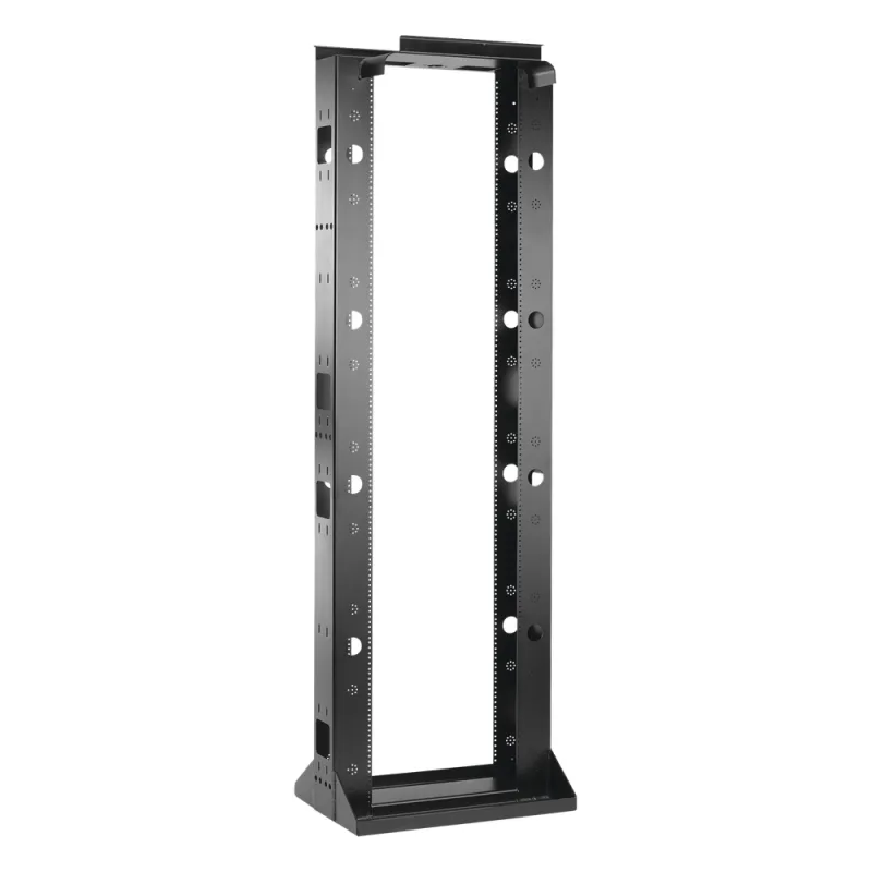 Rack Abierto Sísmico de 2 Postes Estándar de 19 in / 45U / 2.19 m (7.2 ft) de Altura / Capacidad 2,500 lb (1,134 kg) / Acero Calibre 10 (3.4 mm) / Certificación NEBS Zona 4 y OSHPD / Negro RAL 9005