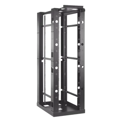 Rack Abierto Sísmico de 4 Postes Estándar de 19 in / 45U / 2.19 m (7.2 ft) de Altura / Capacidad 2,500 lb (1,134 kg) / Acero 3.4 mm / Certificación NEBS Zona 4 y OSHPD / Negro RAL 9005