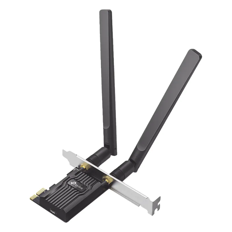 Adaptador PCIe inalámbrico doble banda AX1800 Mbps / Seguridad Inalámbrica WPA3 /Antena de alta ganancia / Tecnología MU-MUMO 2X2 / Soporte de perfil bajo y Altura completa / Bluetooth 5.2